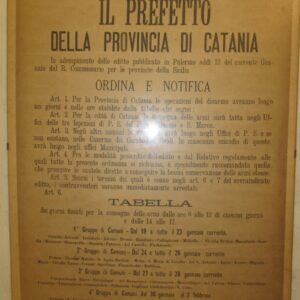 Editto di Catania anno 1894 dichiarazione delle date di disarmo dei vari comuni della Sicilia dei Fasci siciliani