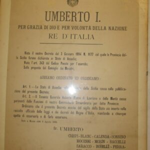 Editto fasci siciliani 1894 Crispi