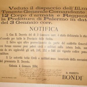 Editto 1894 Catania scioglimento fasci siciliani