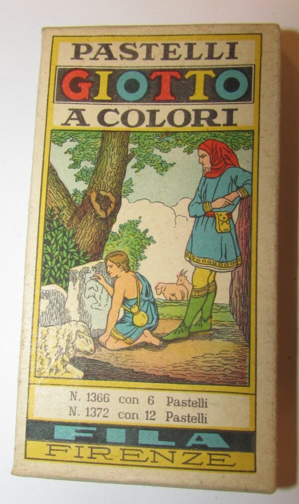 vecchia scatola di PASTELLI A COLORI GIOTTO N 1372 FILA Firenze Alinari Baglioni